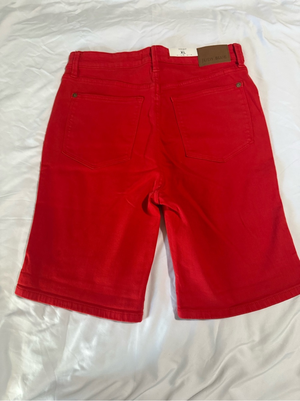 NWT Judy Blue Red High Waist Tummy Control Bermuda Denim Shorts Size XL - Picture 5 of 7